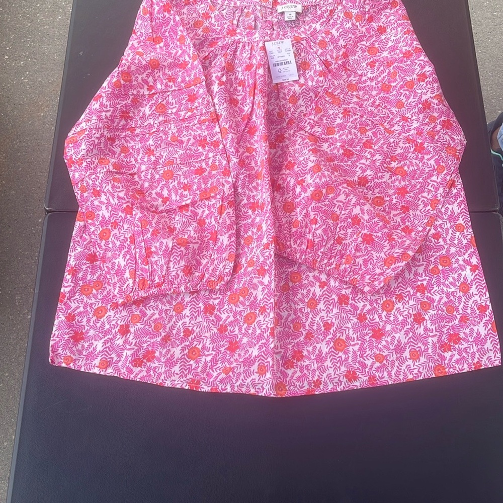 Floral Pink and White Blouse